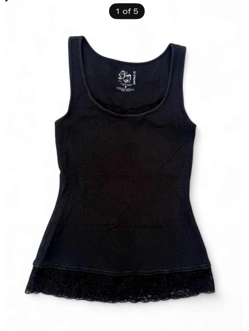 Black Lace Ribbed Cami Perfect Fit M